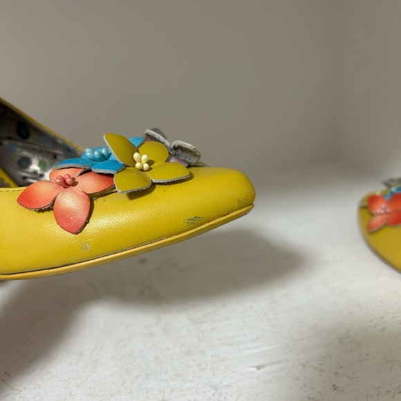 Poetic License Yellow Heels with Multicolor Floral Accents - Picture 6 of 6